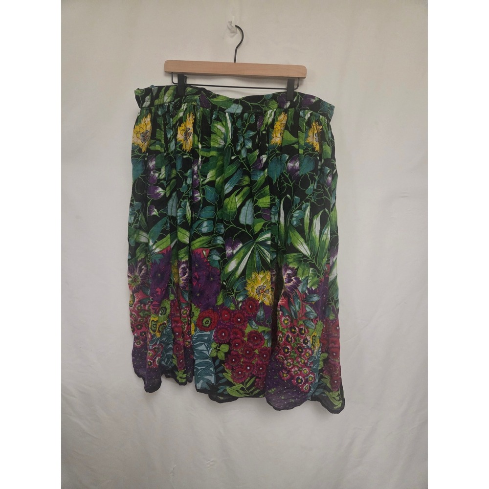 Vintage Take Two Botanical Floral Skirt Elastic Waist‎ Boho Tropical Garden - Picture 3 of 6